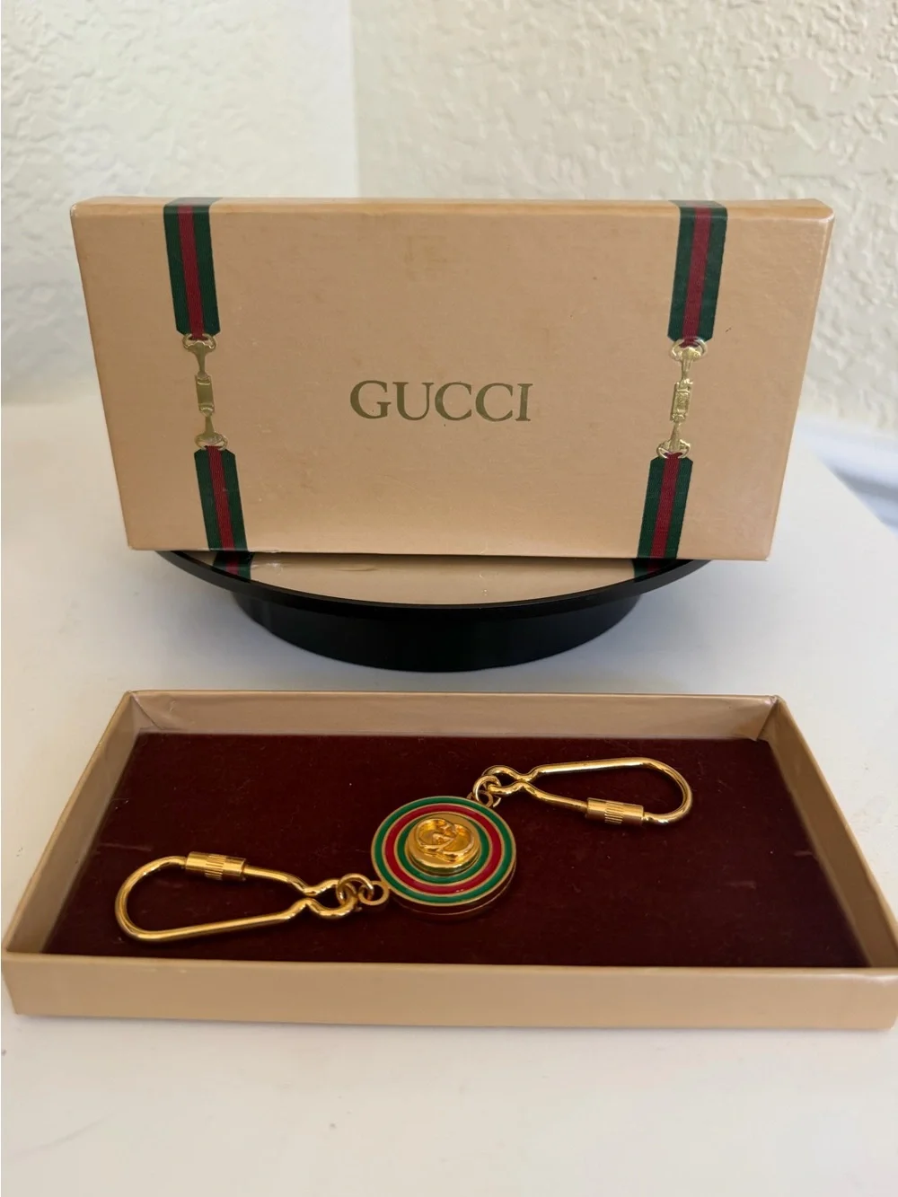 Gucci Double Valet Keychain Shelly Line / Web Stripe collection & Original Box